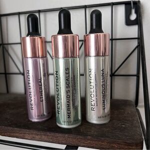 Revolution Liquid Highlighter Set of 3 Luminous Luna Ethereal Mermaid’s Scales